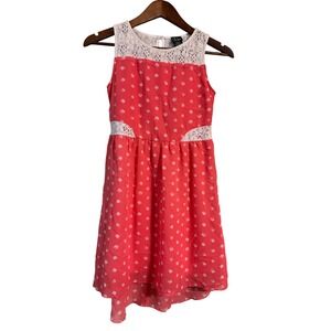 Pink‎ & Violet Girls XL Coral White Lace Dress Party Casual Summer Cute
